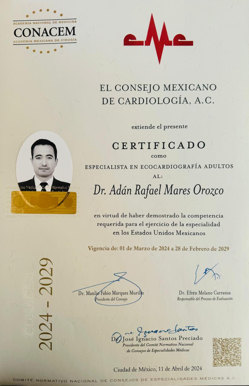 Miembro de la ANCAM, Asociación Mexicana de Cardiólogos de México.